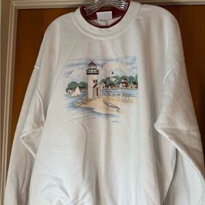 White Lighthouse Graphic Sweater